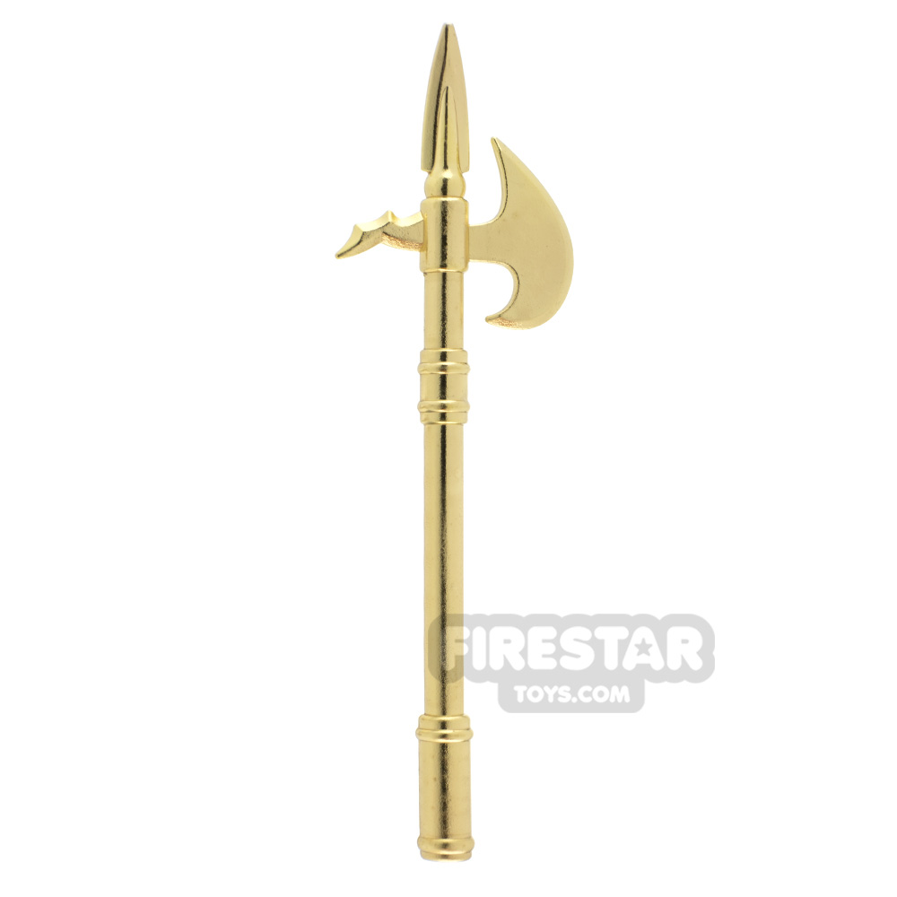 Minifigure Weapon Knight Halberd CHROME GOLD