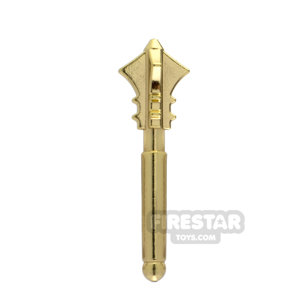 Minifigure Weapon Flanged Mace CHROME GOLD