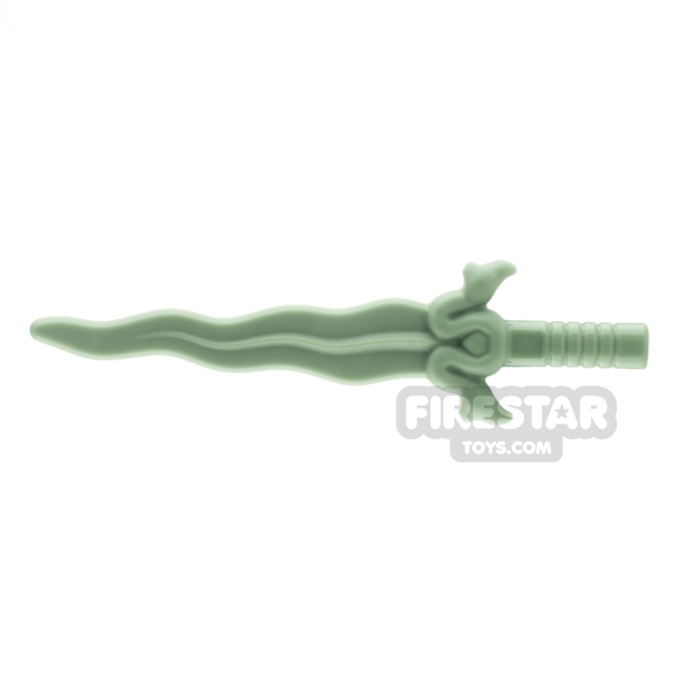 LEGO Minifigure Weapon Sword with Curved Blade and Elaborate Hilt SAND GREEN