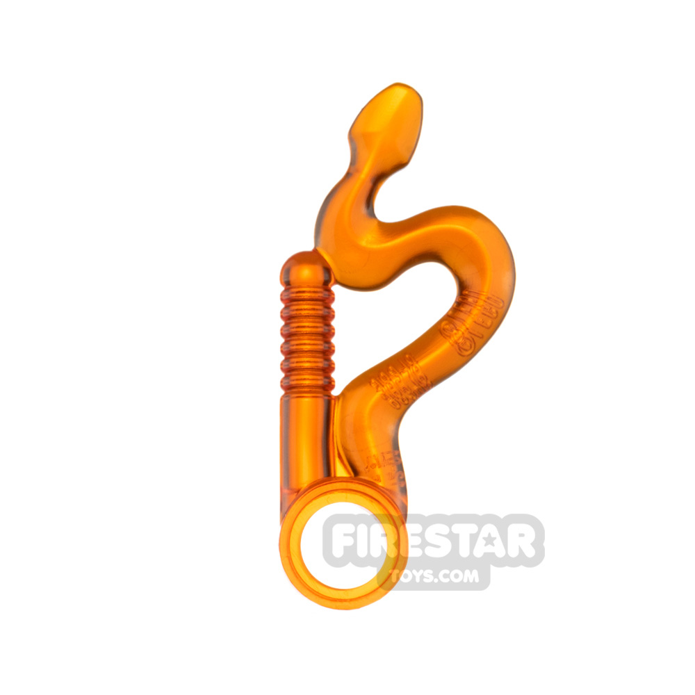 LEGO Minifigure Weapon Bent Whip with Snake Head and Pin Hole TRANS ORANGE