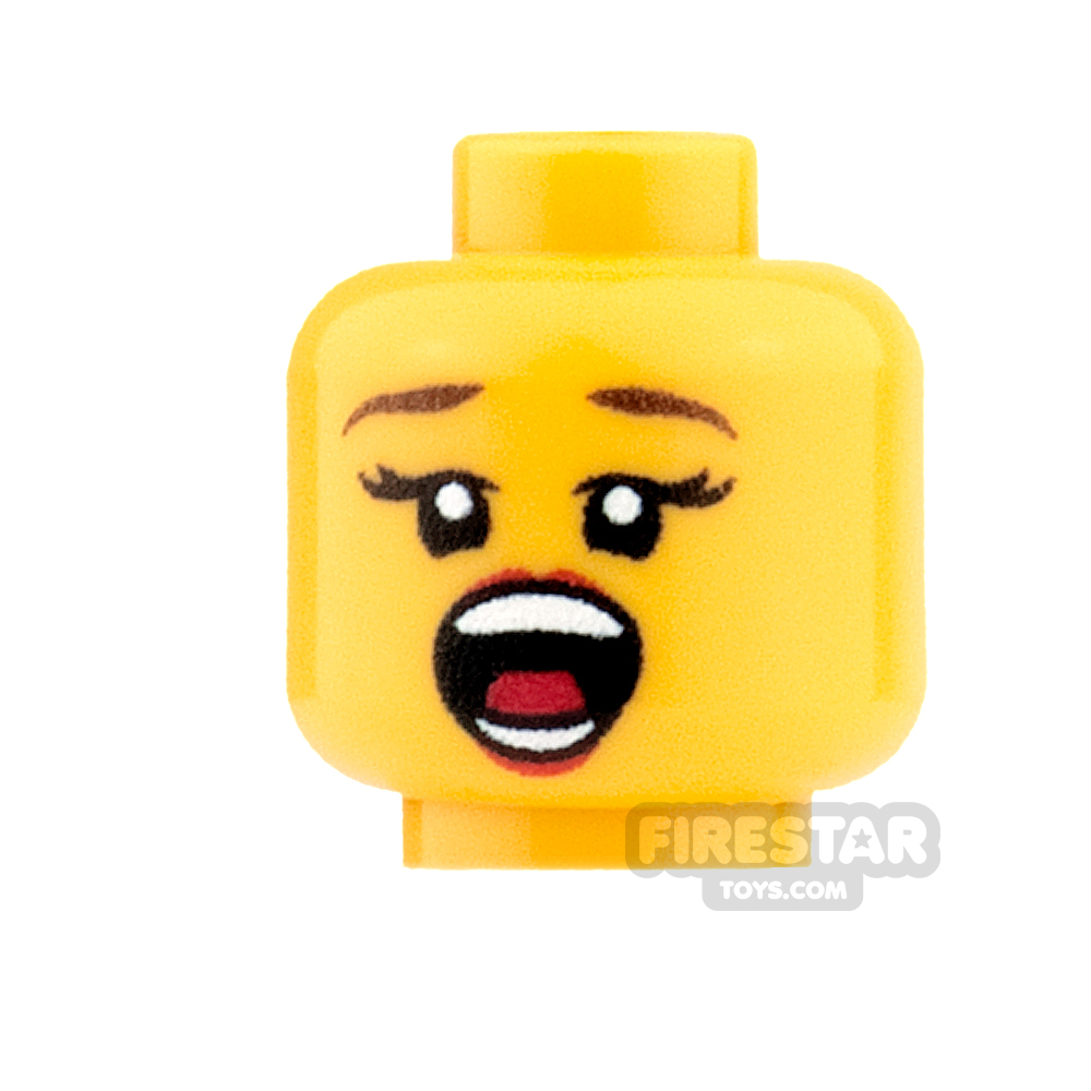 Custom Minifigure Heads - Female Dentist Patient - Yellow