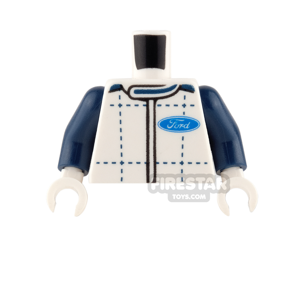 LEGO Mini Figure Torso - Ford Racing Jacket WHITE