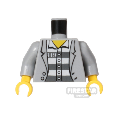 LEGO Mini Figure Torso - Prisoner Jacket LIGHT BLUEISH GRAY